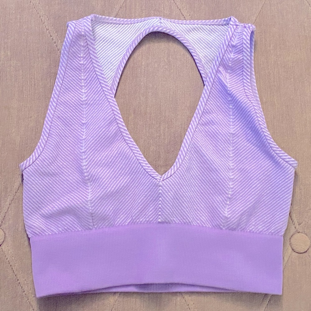 Free People Lavender Ribbed V-Neck Sports Bra